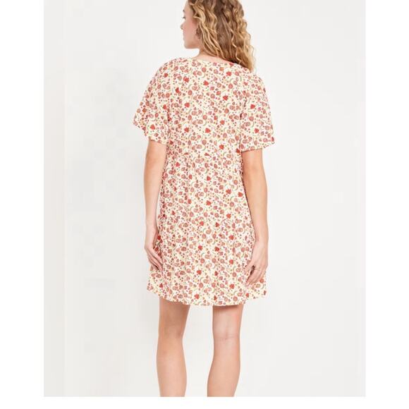 Old Navy Women's 2X Orange Floral Peasant Cottagecore Pockets Tiered Boho - Picture 2 of 6